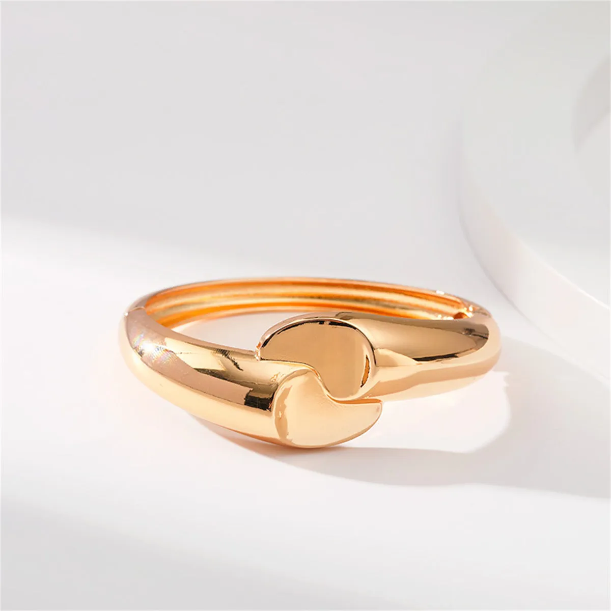 18K Gold-Plated Comma Hinge Bypass Bangle