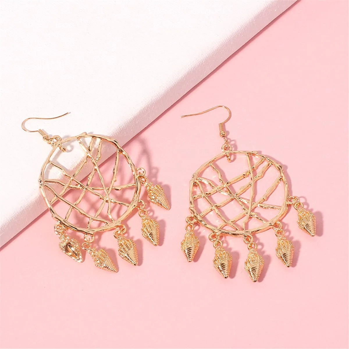 18K Gold-Plated Conch Web Drop Earrings