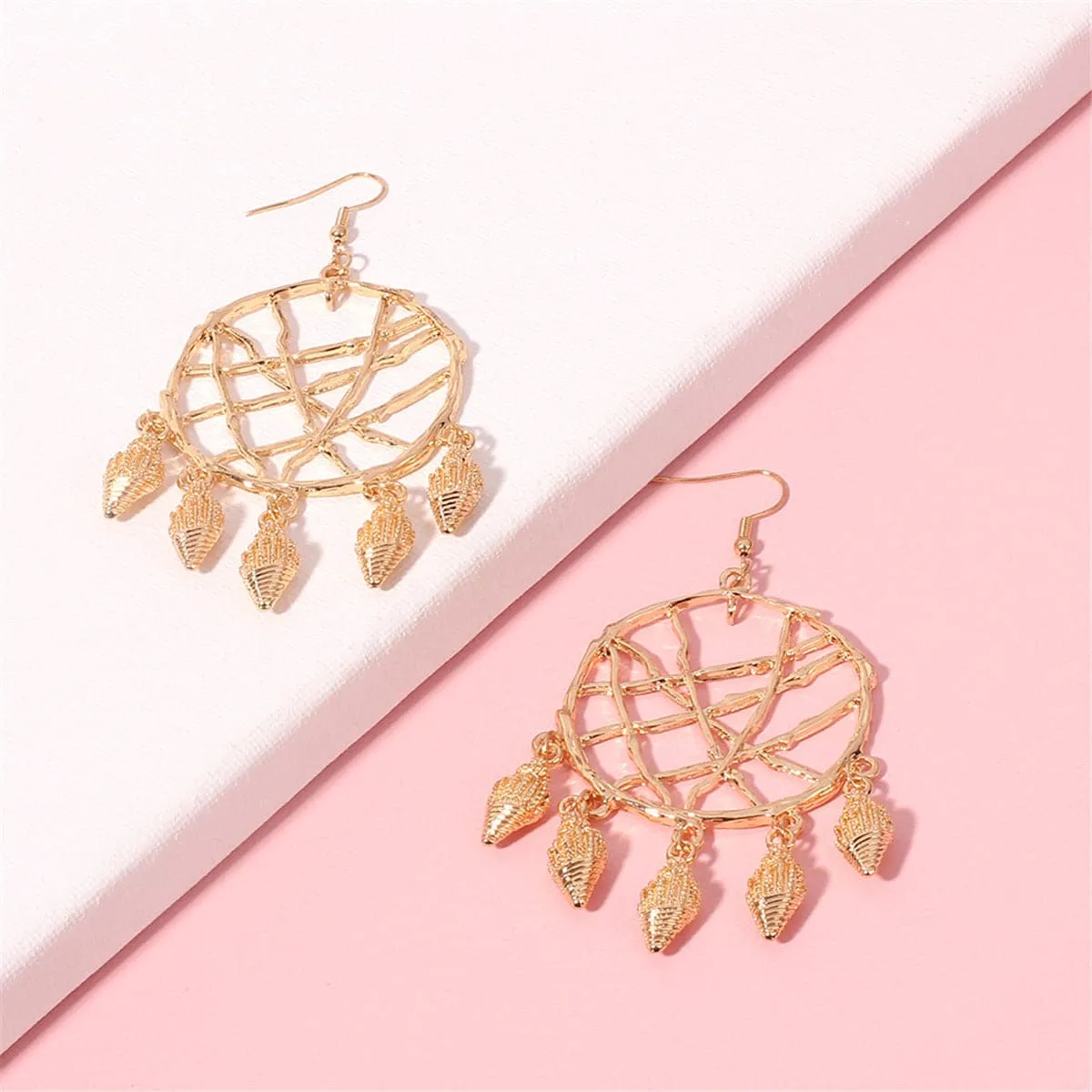 18K Gold-Plated Conch Web Drop Earrings