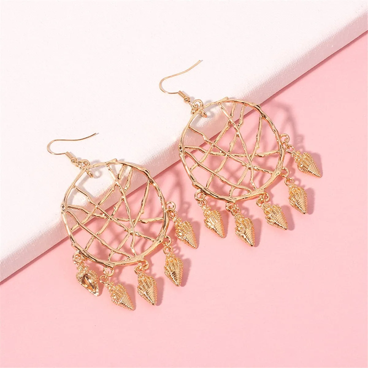 18K Gold-Plated Conch Web Drop Earrings