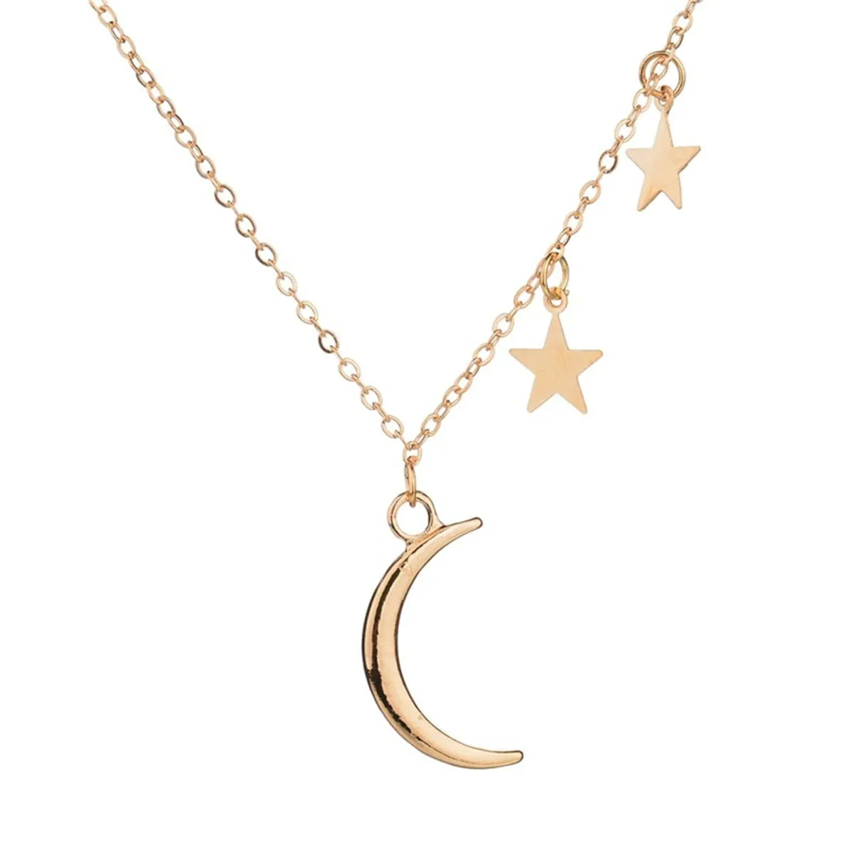 18K Gold-Plated Crescent & Star Necklace