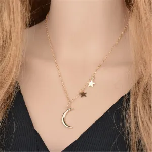 18K Gold-Plated Crescent & Star Necklace