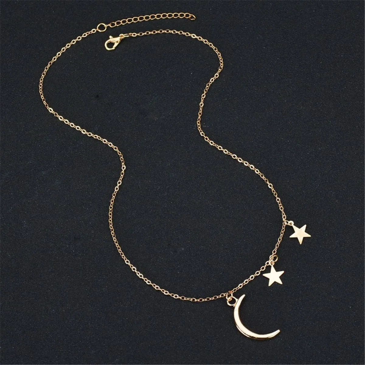 18K Gold-Plated Crescent & Star Necklace