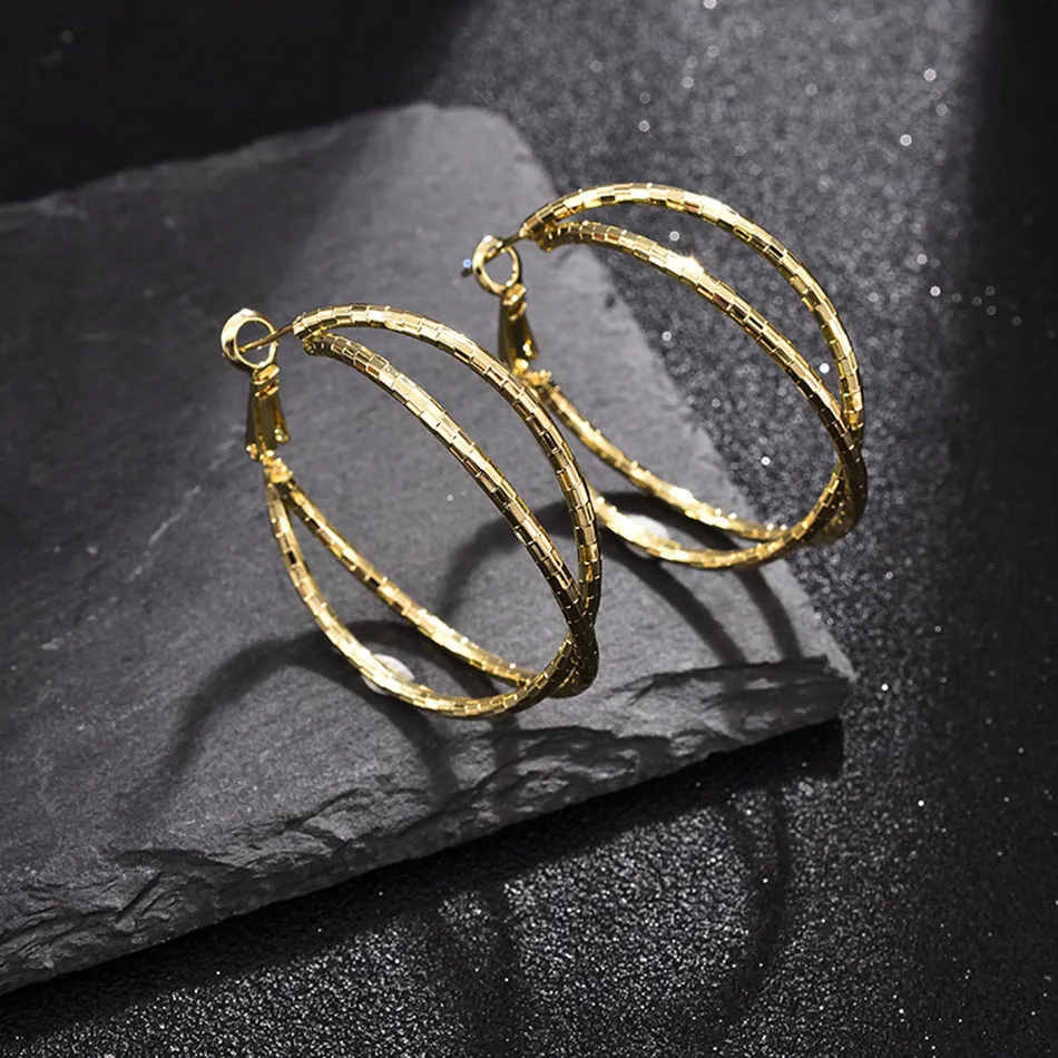 18K Gold-Plated Crisscross Hoop Earrings