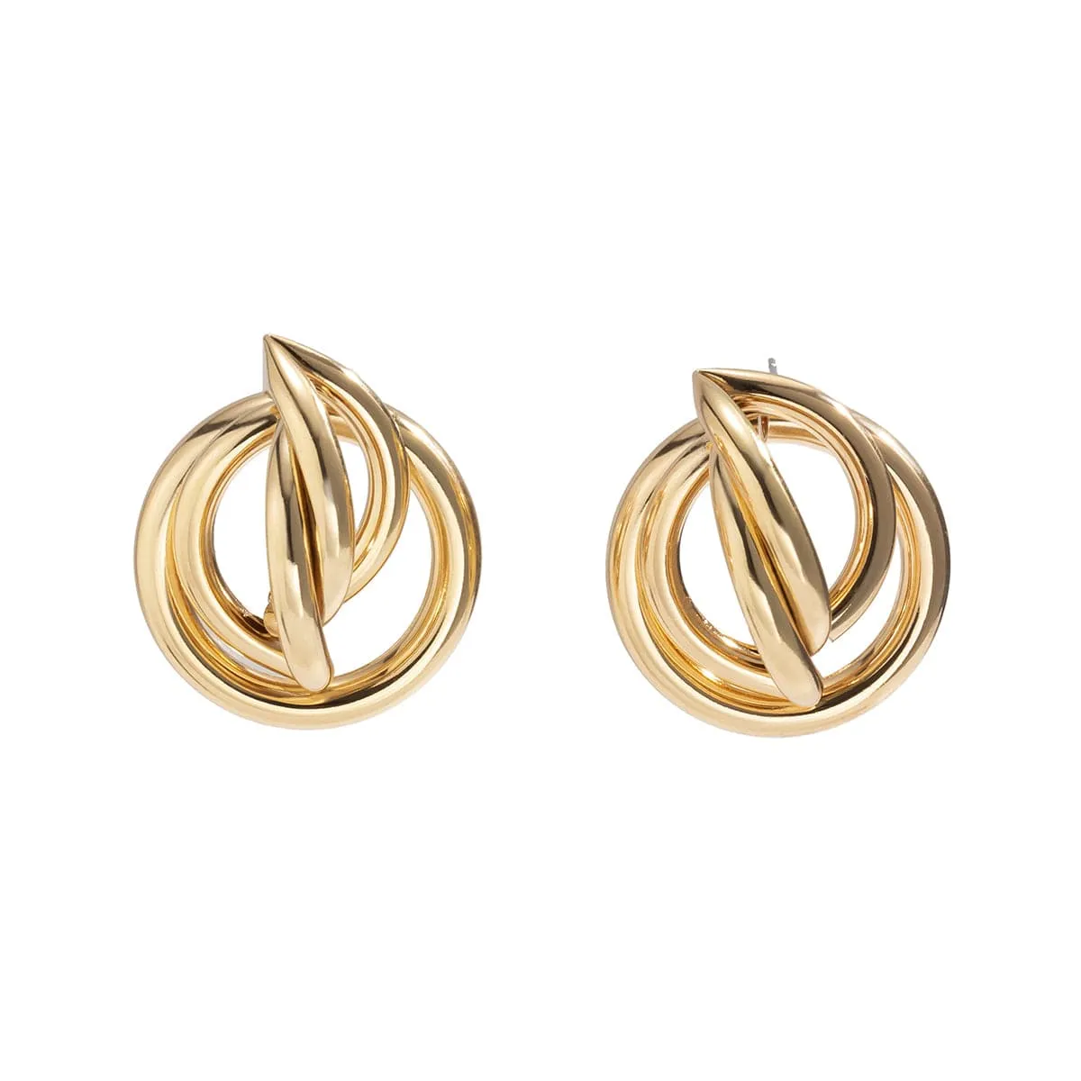 18K Gold-Plated Crossing Ring Stud Earrings
