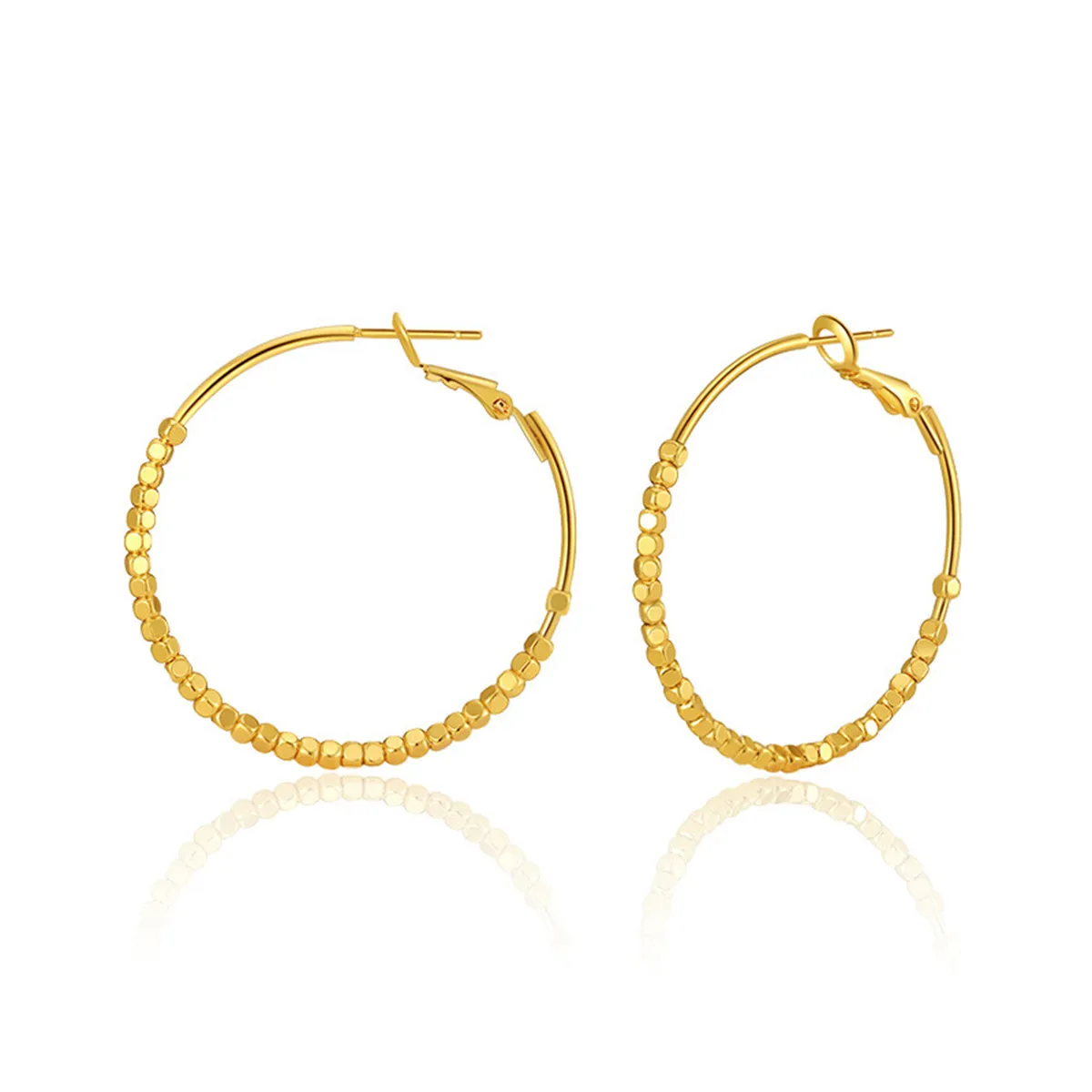 18K Gold-Plated Cube Beaded Hoop Earrings