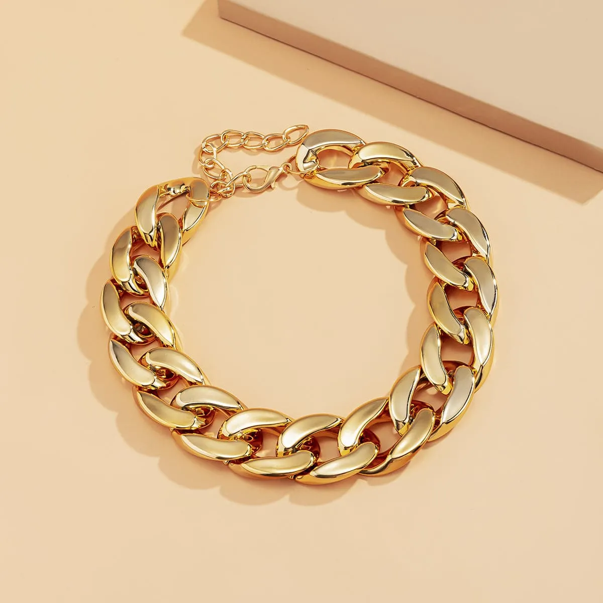 18K Gold-Plated Curb Chain Choker Necklace