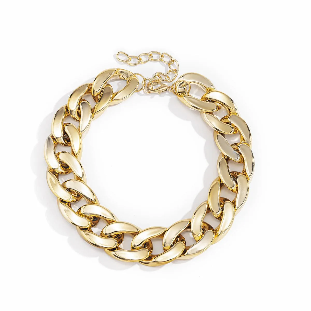 18K Gold-Plated Curb Chain Choker Necklace