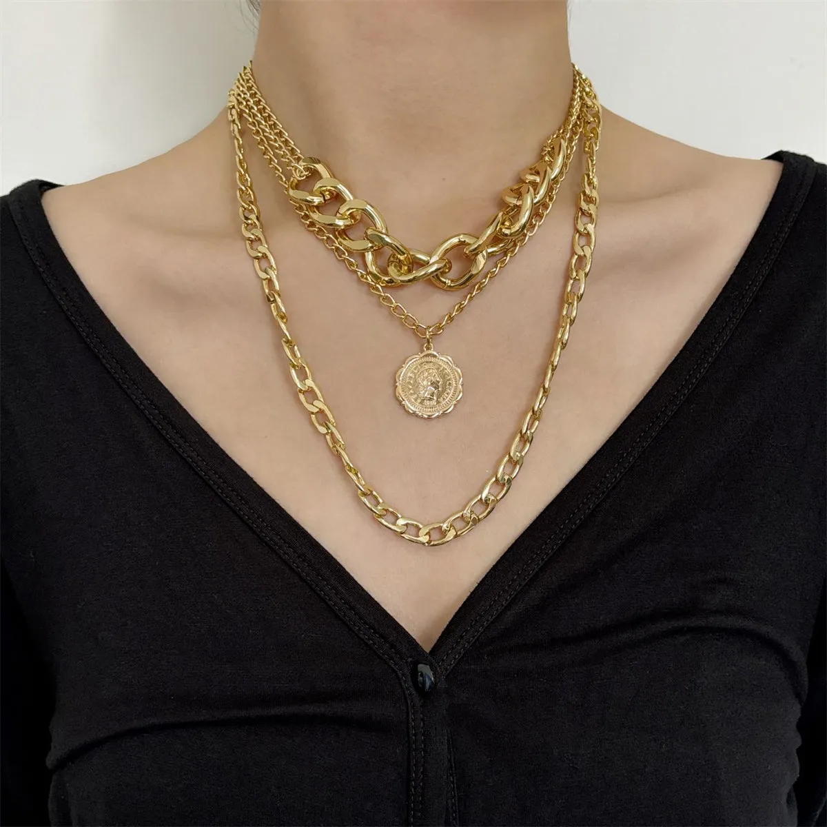 18K Gold-Plated Curb Chain Layered Necklace