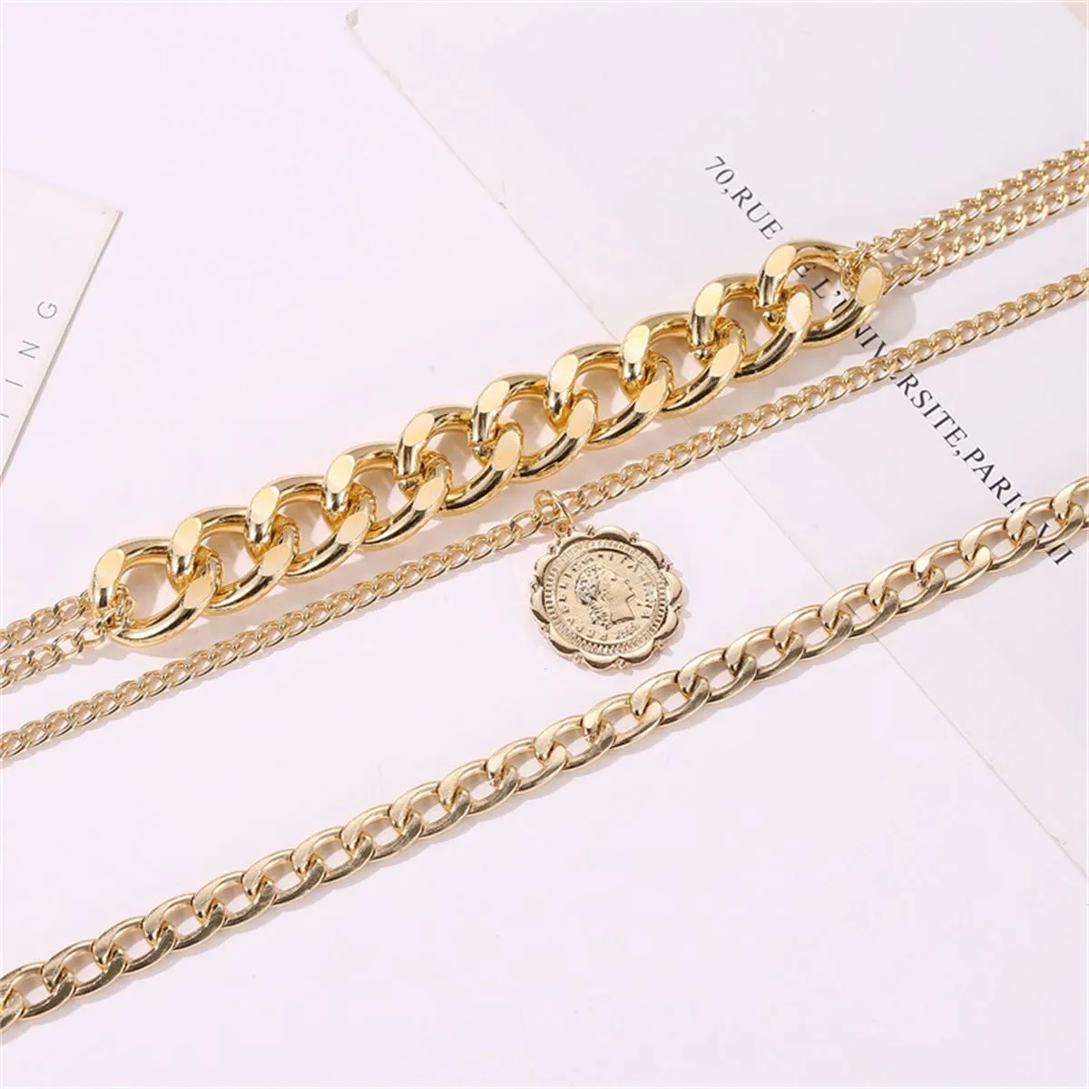 18K Gold-Plated Curb Chain Layered Necklace