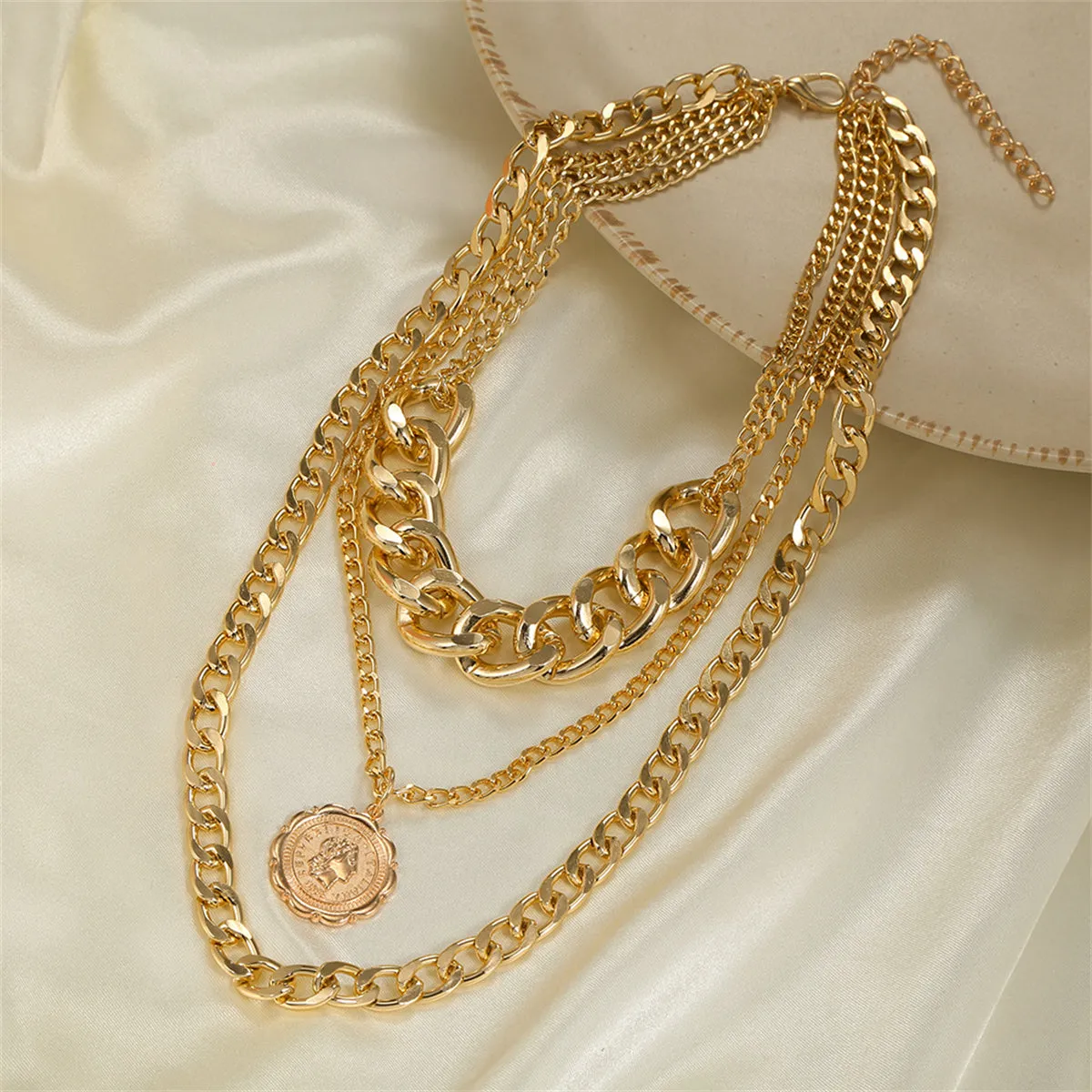 18K Gold-Plated Curb Chain Layered Necklace