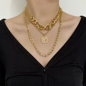 18K Gold-Plated Curb Chain Layered Necklace