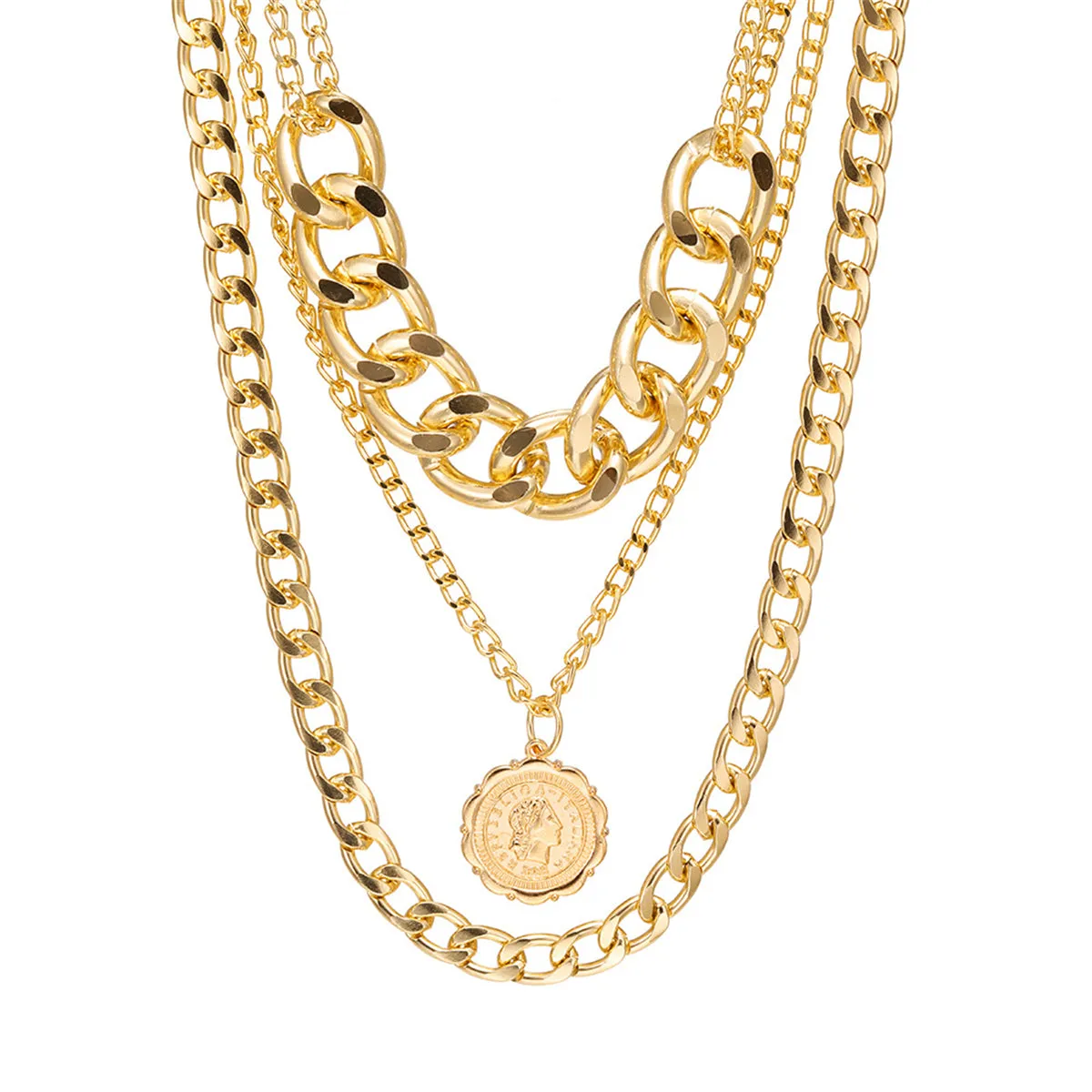 18K Gold-Plated Curb Chain Layered Necklace