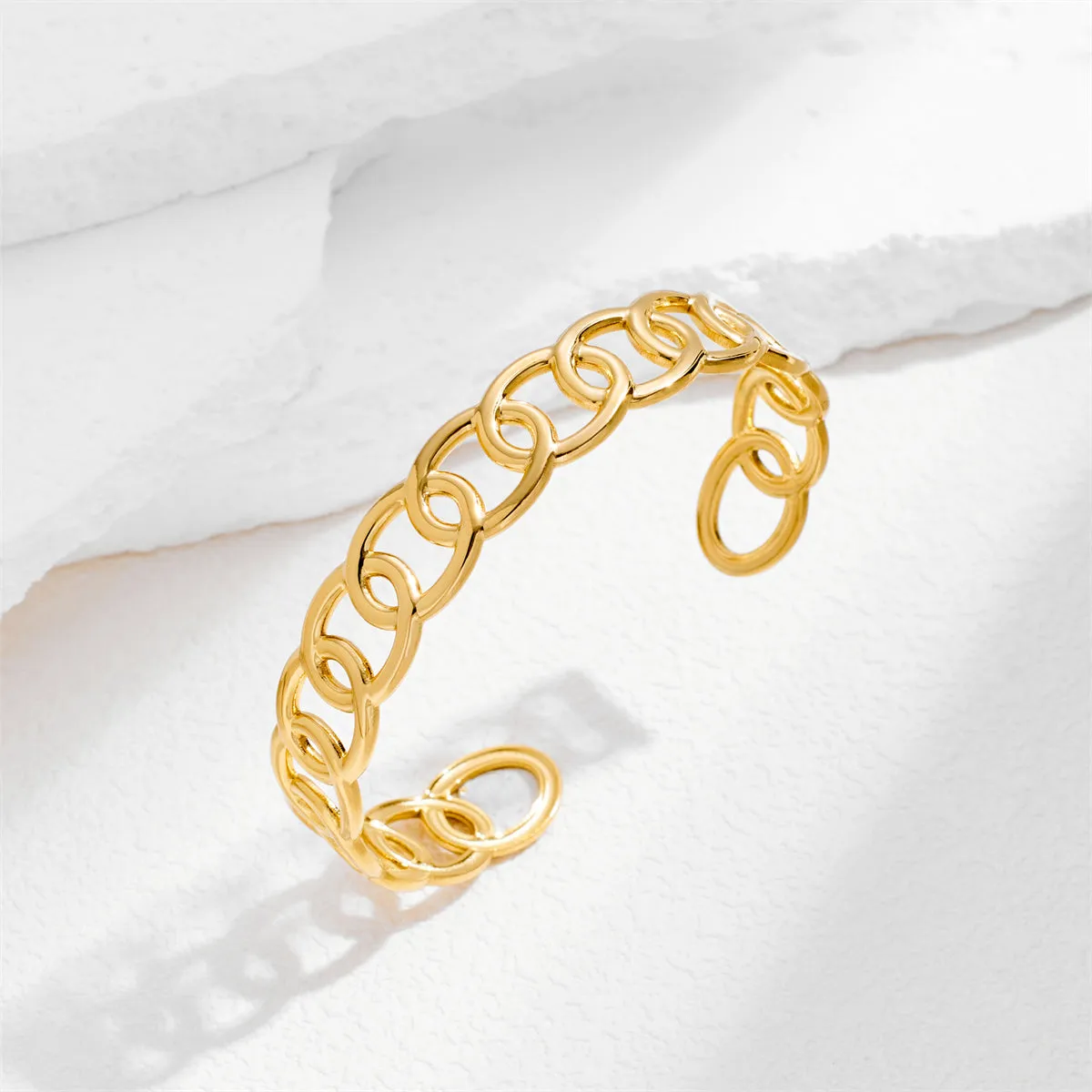 18K Gold-Plated Curb Chain Open Cuff