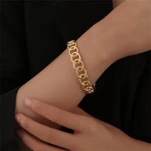 18K Gold-Plated Curb Chain Open Cuff