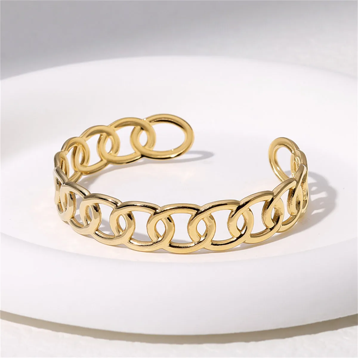 18K Gold-Plated Curb Chain Open Cuff