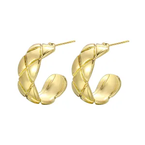 18K Gold-Plated Cut Hoop Earrings