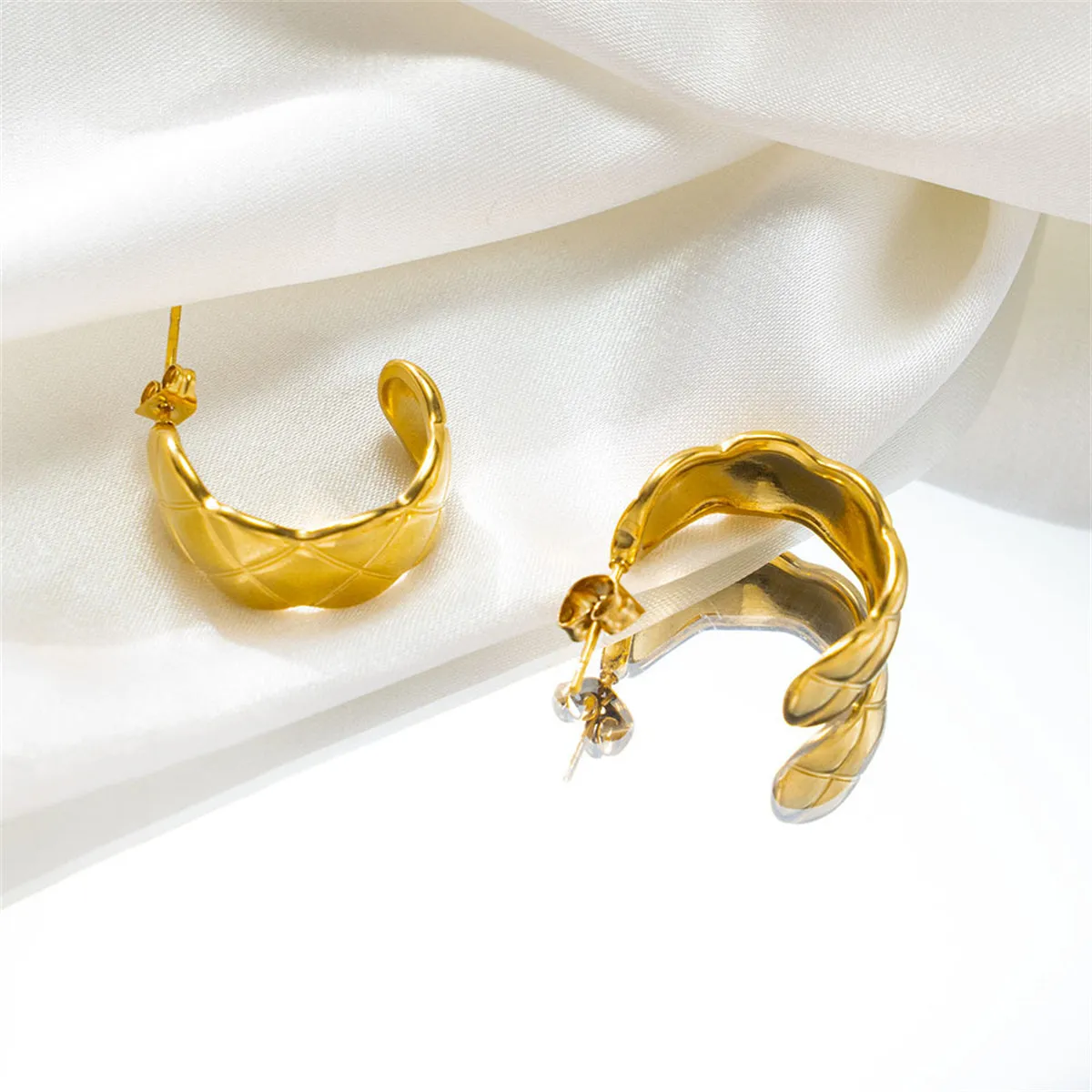 18K Gold-Plated Cut Hoop Earrings