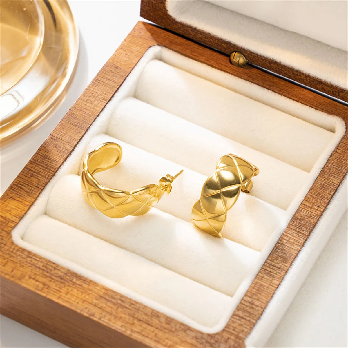 18K Gold-Plated Cut Hoop Earrings