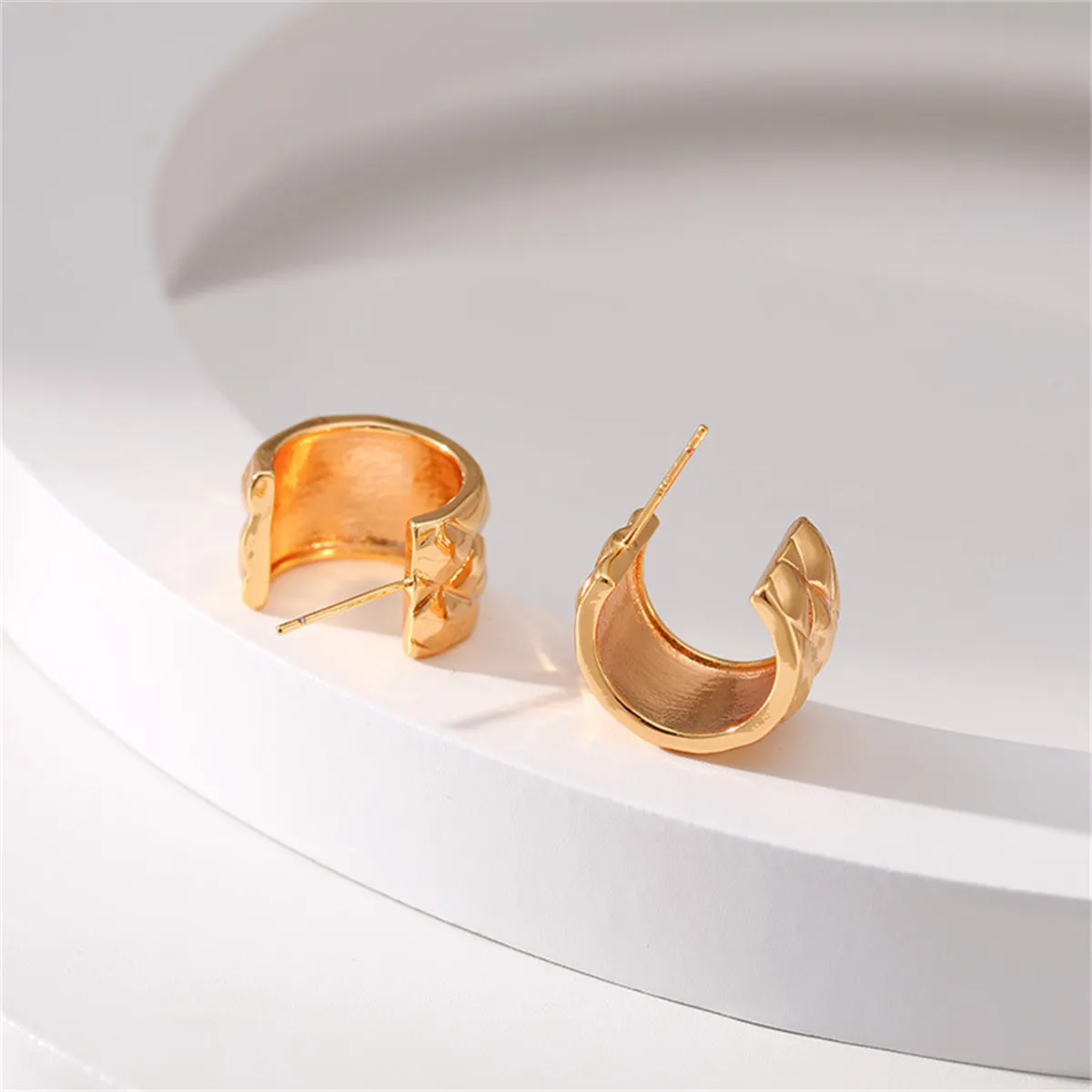 18K Gold-Plated Diamond-Cut Huggie Earrings