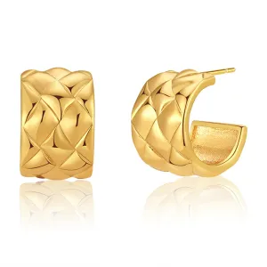 18K Gold-Plated Diamond-Cut Huggie Earrings