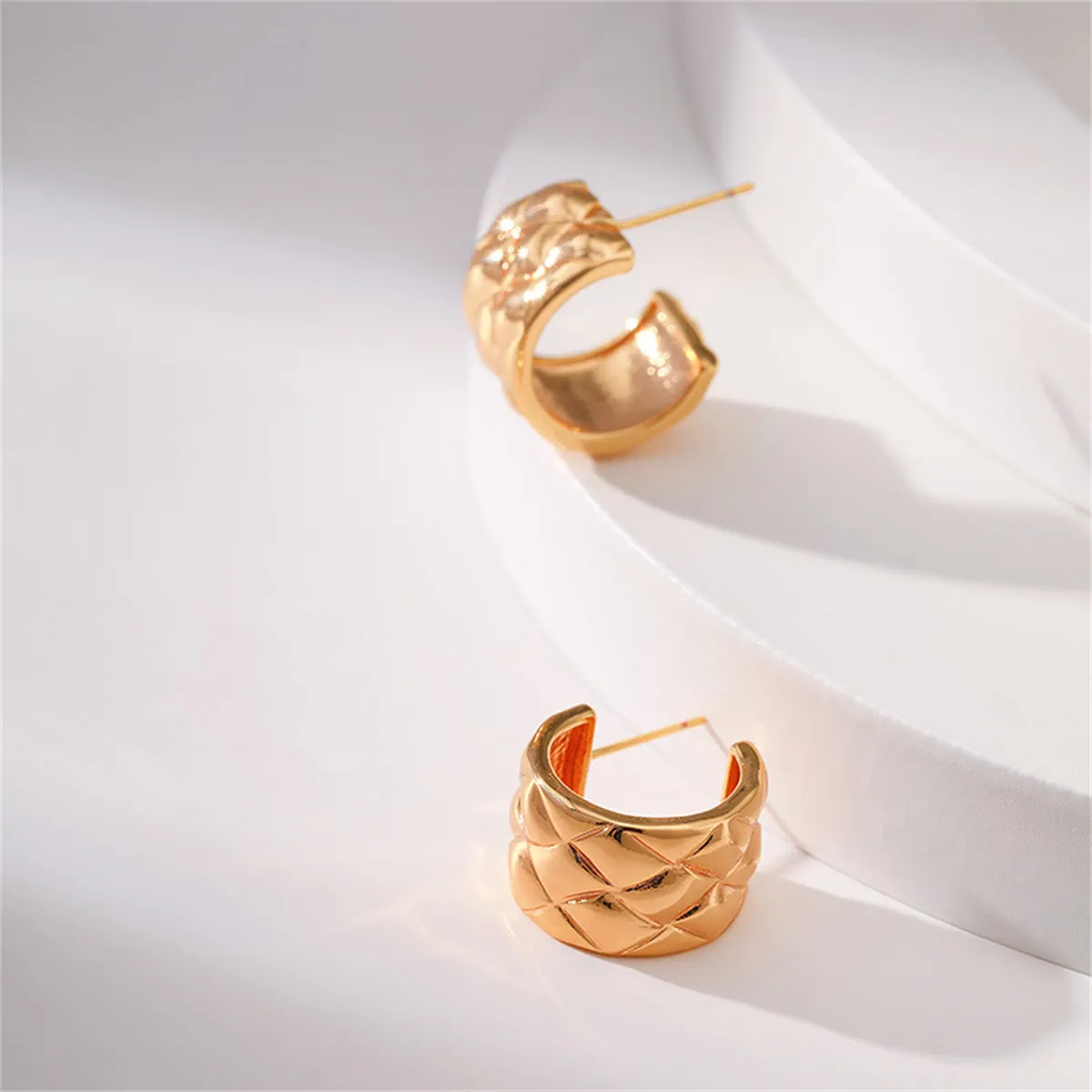 18K Gold-Plated Diamond-Cut Huggie Earrings