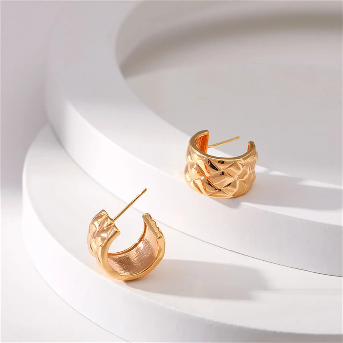 18K Gold-Plated Diamond-Cut Huggie Earrings