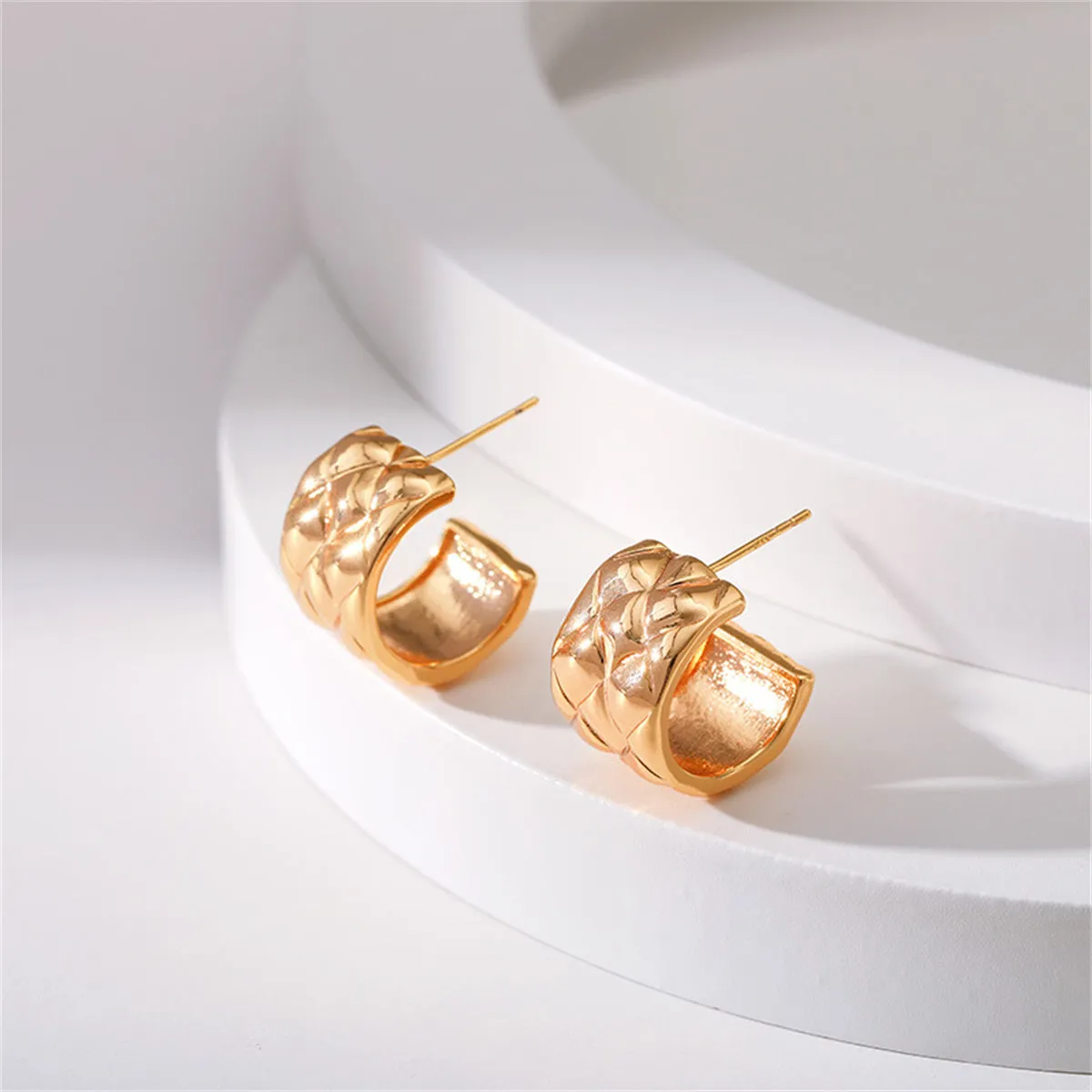 18K Gold-Plated Diamond-Cut Huggie Earrings