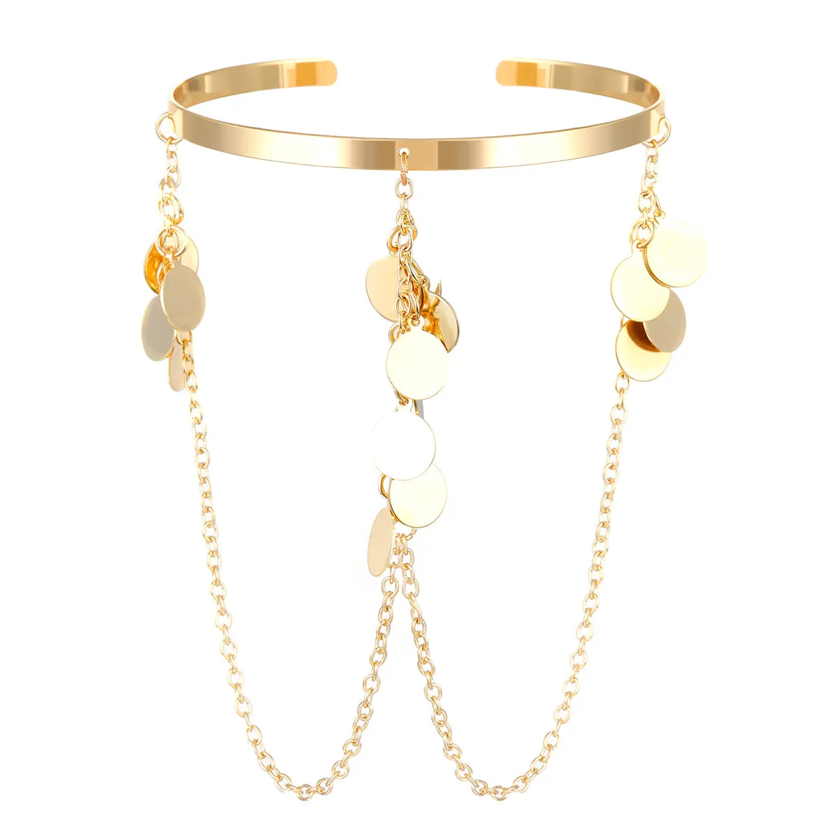 18K Gold-Plated Disc Chain Arm Cuff