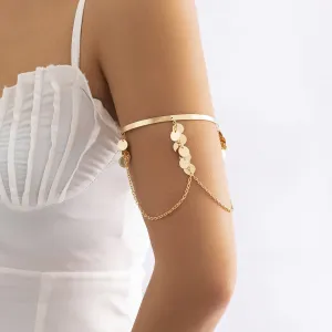 18K Gold-Plated Disc Chain Arm Cuff