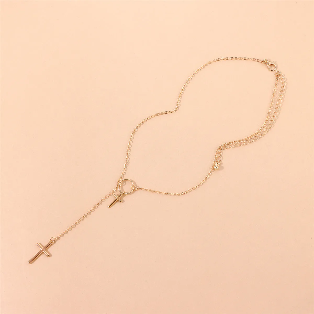 18K Gold-Plated Double-Cross Lariat Necklace