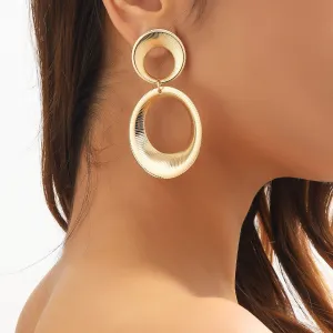 18K Gold-Plated Double Ring Drop Earrings
