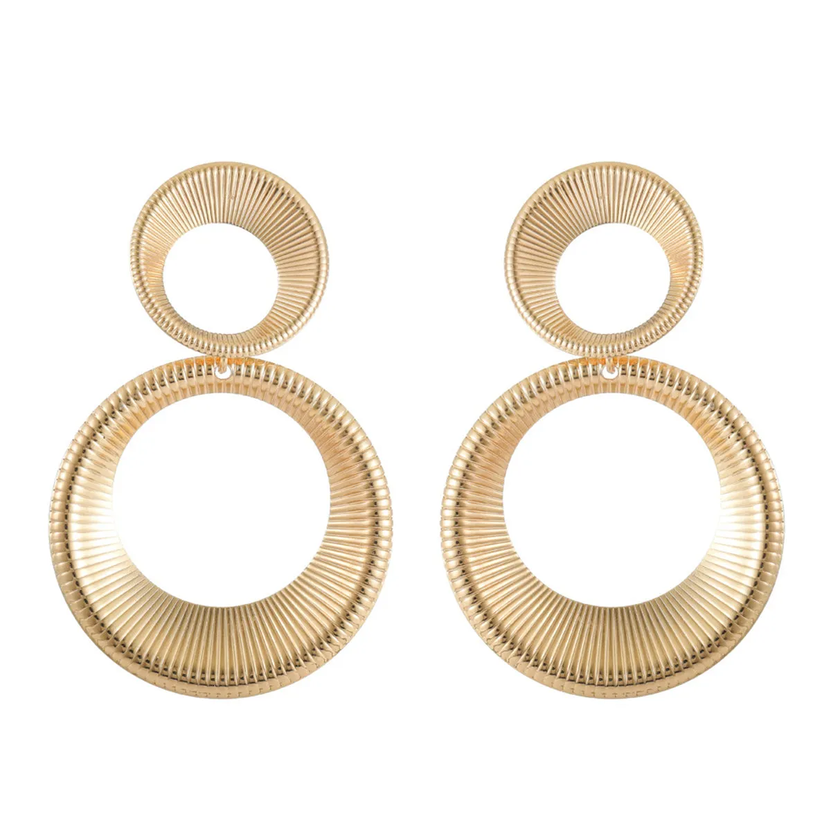18K Gold-Plated Double Ring Drop Earrings