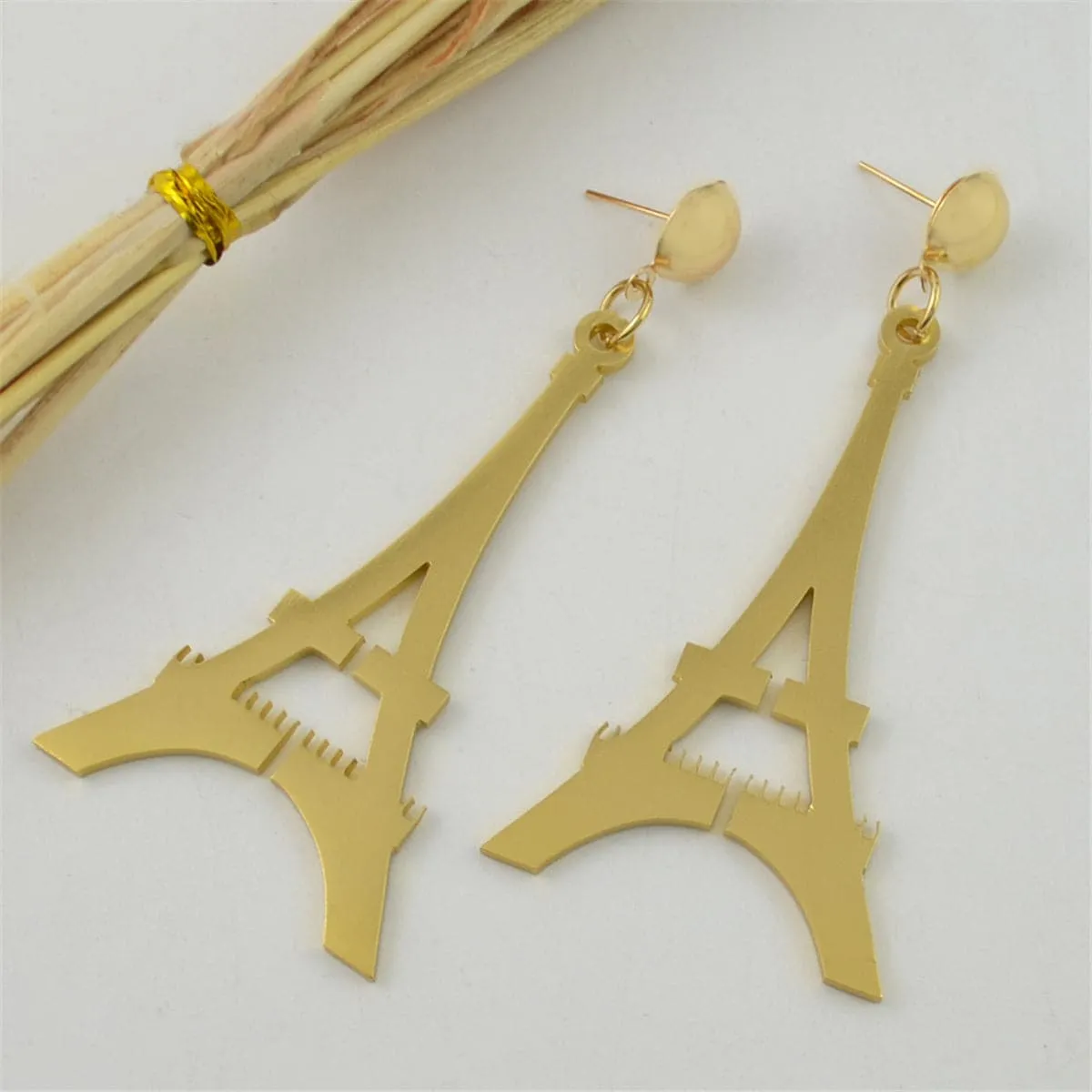 18K Gold-Plated Eiffel Tower Drop Earrings