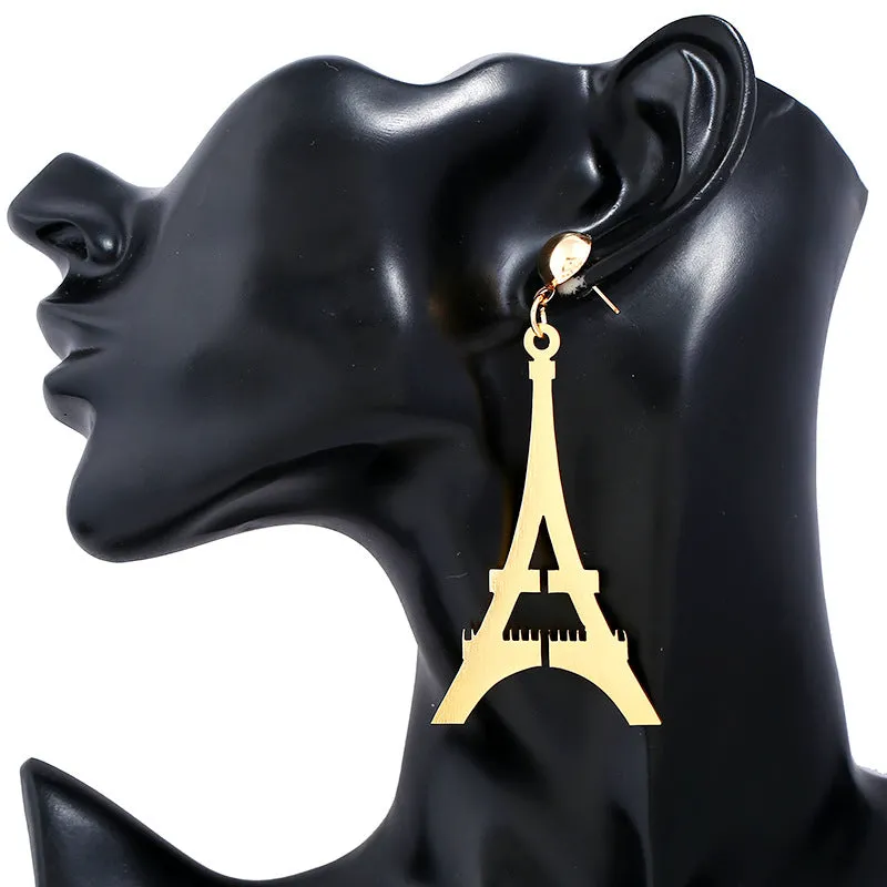 18K Gold-Plated Eiffel Tower Drop Earrings