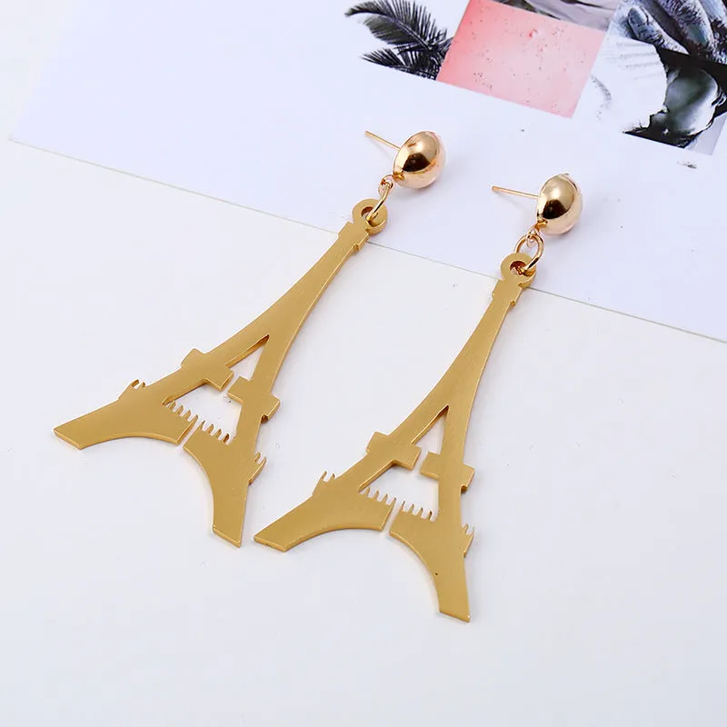 18K Gold-Plated Eiffel Tower Drop Earrings