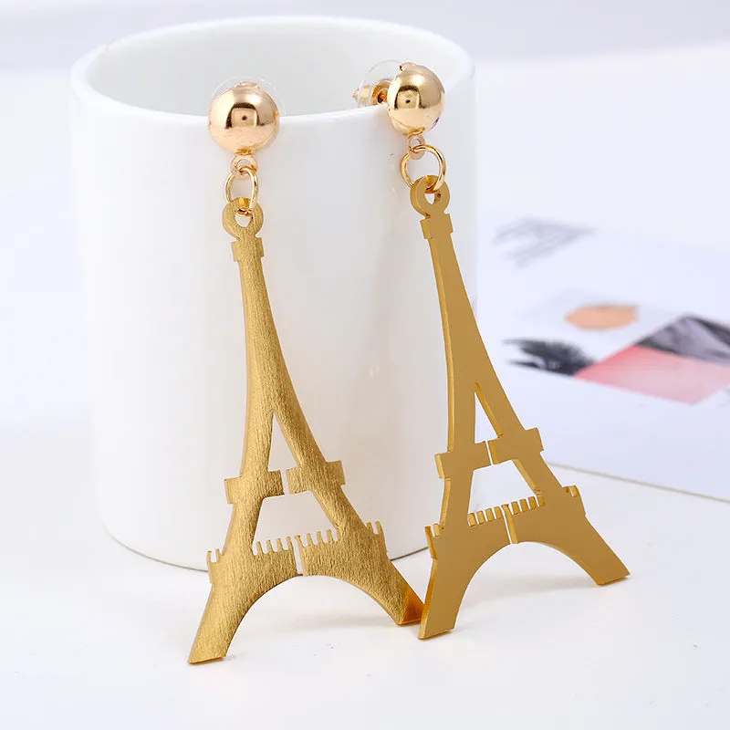 18K Gold-Plated Eiffel Tower Drop Earrings