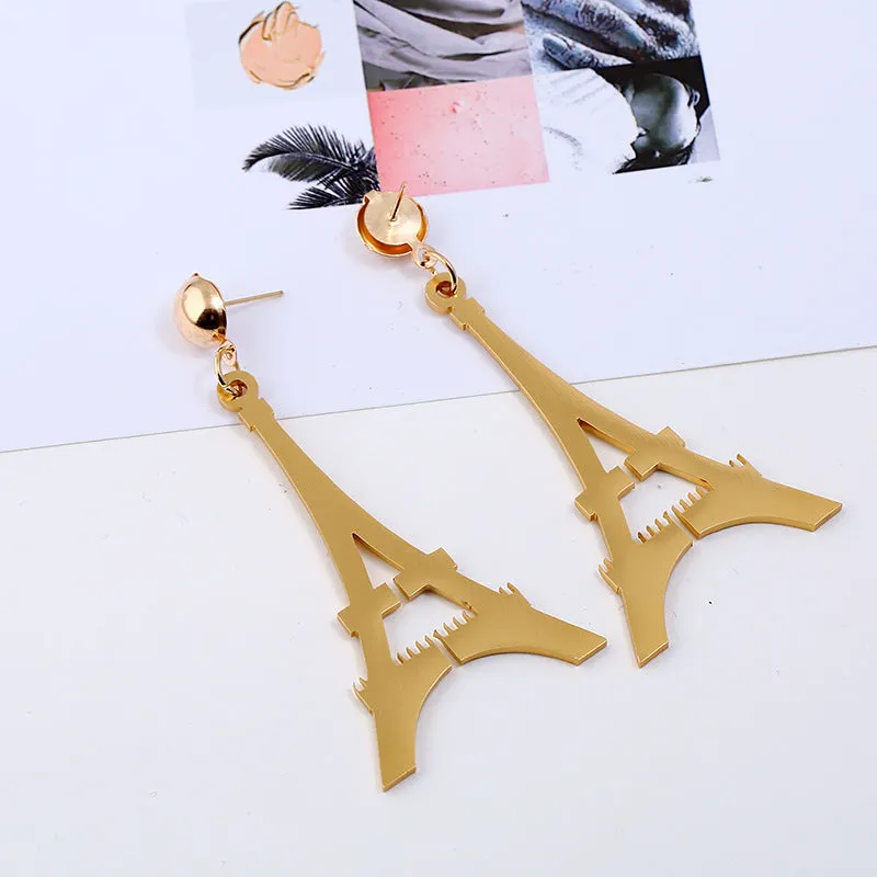 18K Gold-Plated Eiffel Tower Drop Earrings