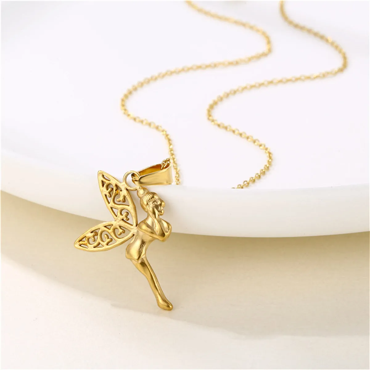 18K Gold-Plated Fairy Pendant Necklace