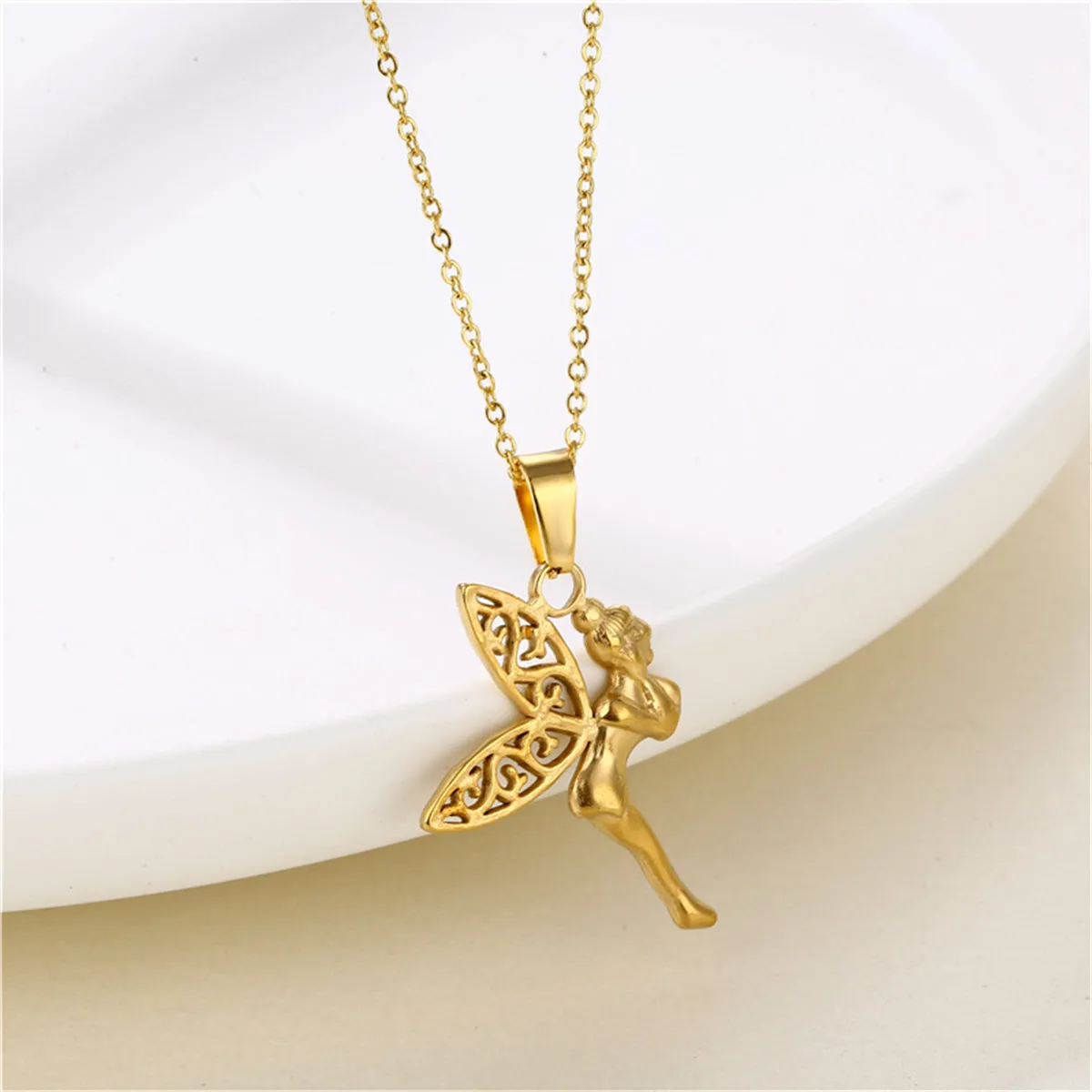18K Gold-Plated Fairy Pendant Necklace