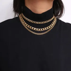 18K Gold-Plated Figaro Chain Layered Necklace
