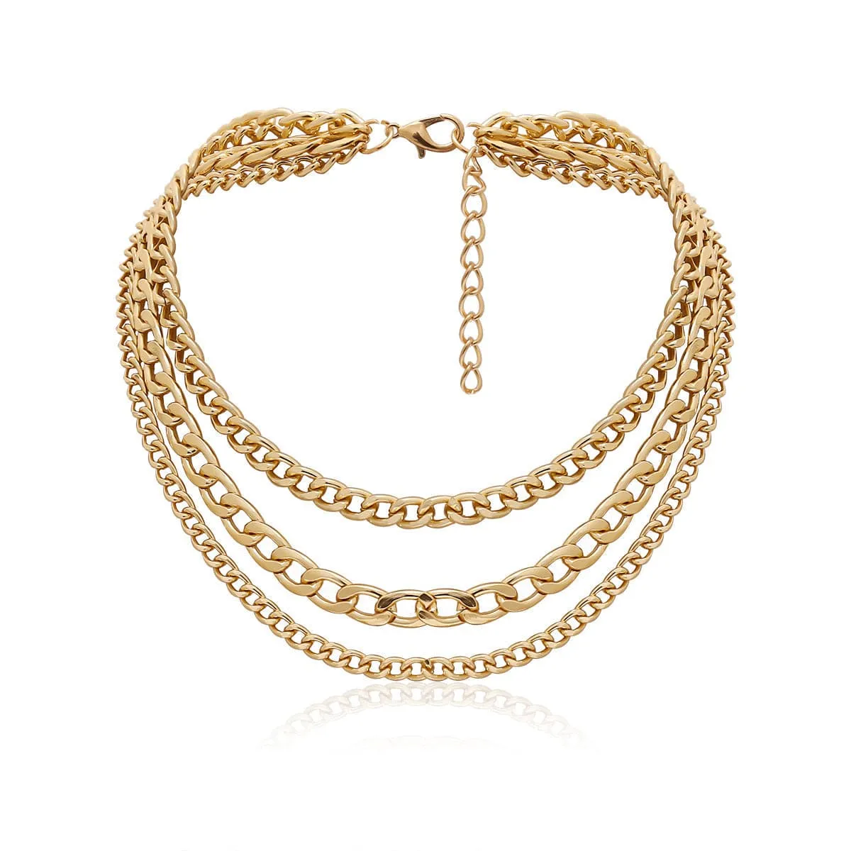 18K Gold-Plated Figaro Chain Layered Necklace