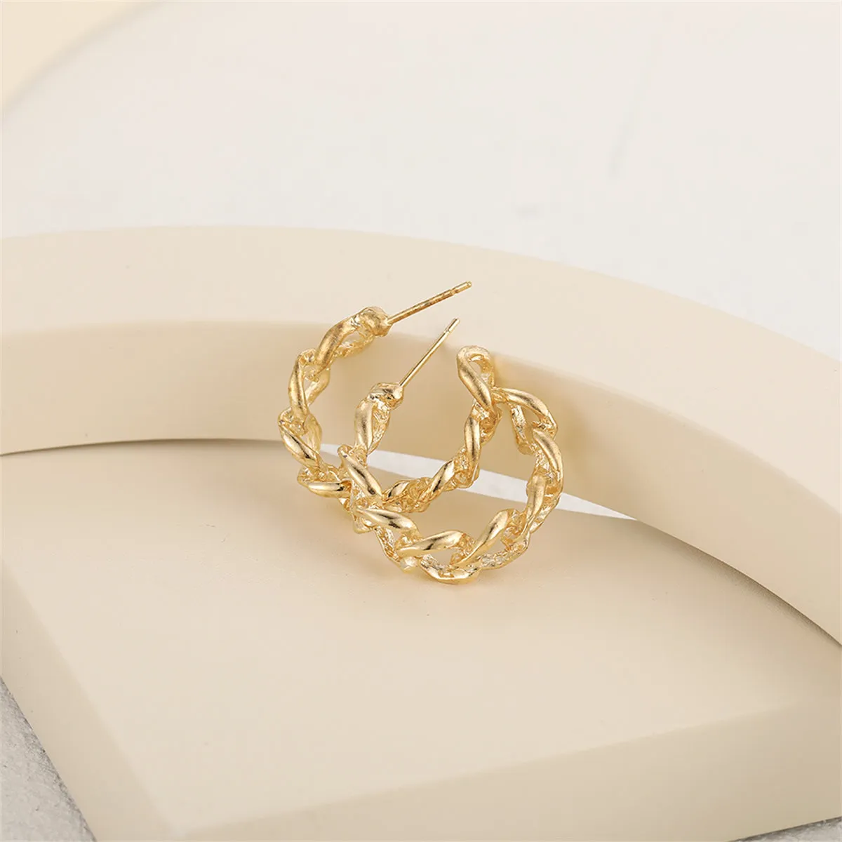 18K Gold-Plated Figaro Huggie Earrings