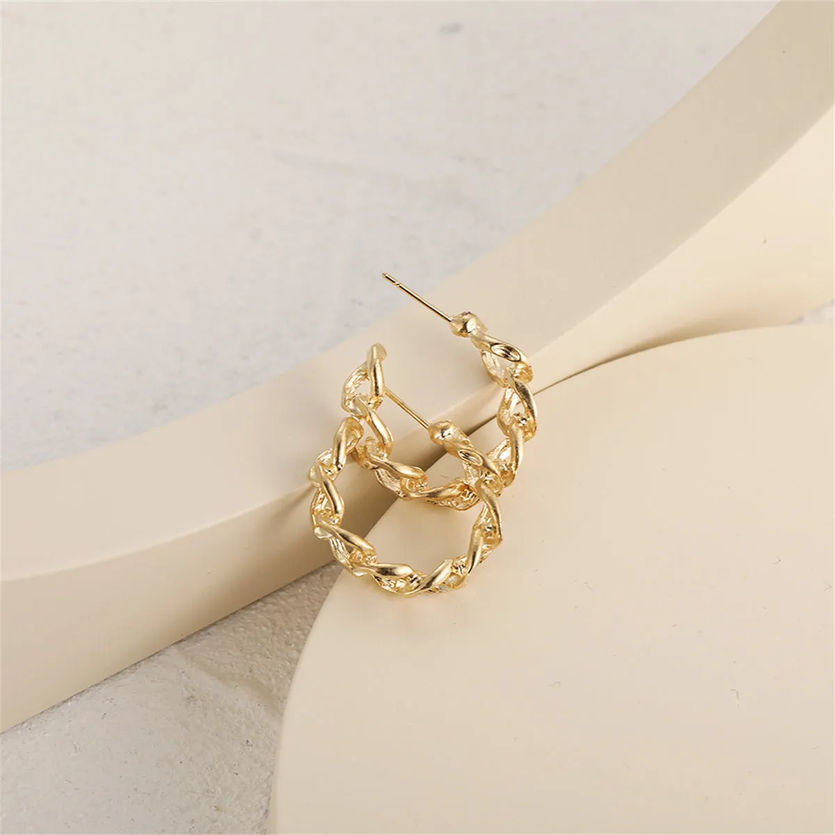 18K Gold-Plated Figaro Huggie Earrings