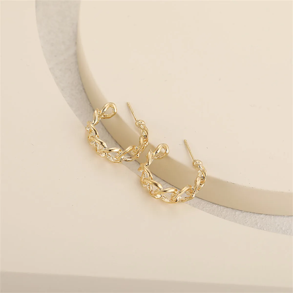 18K Gold-Plated Figaro Huggie Earrings
