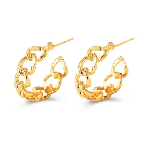 18K Gold-Plated Figaro Huggie Earrings