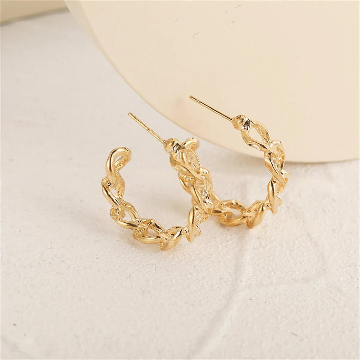 18K Gold-Plated Figaro Huggie Earrings