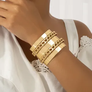18K Gold-Plated Figaro Layered Wrap Cuff