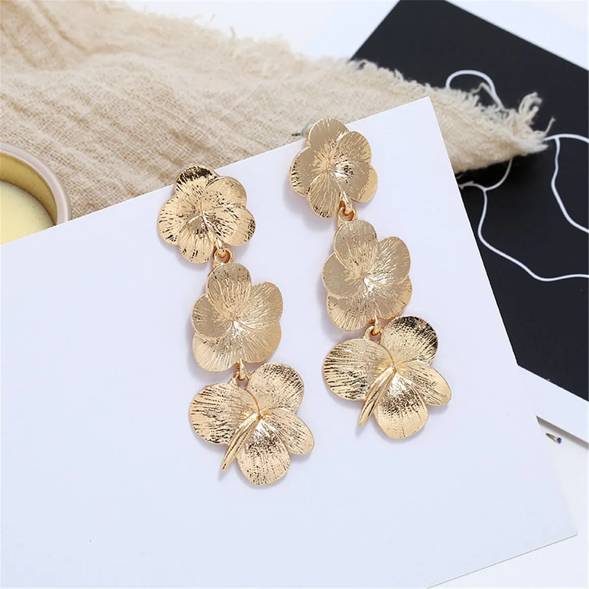 18K Gold-Plated Flower Drop Earrings