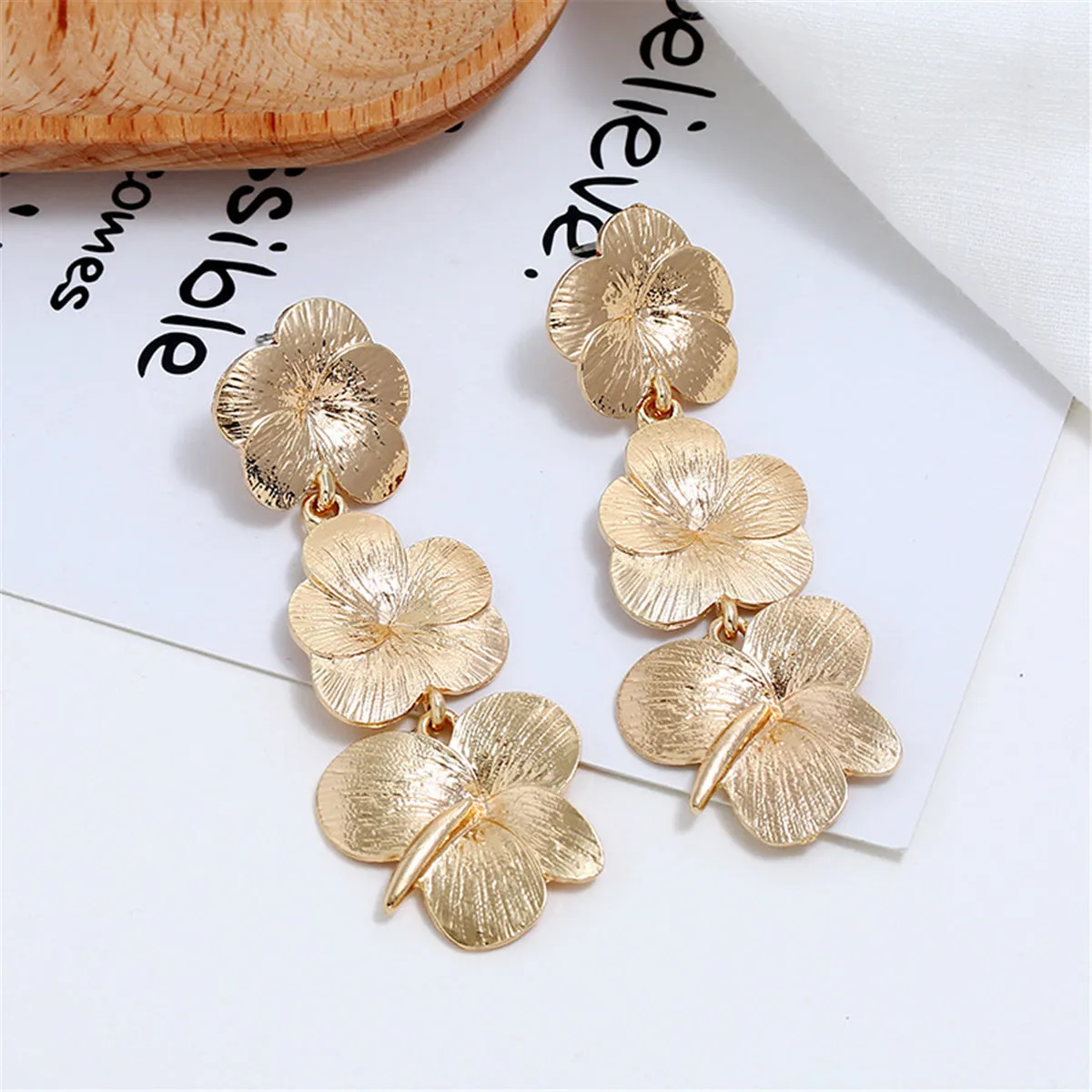 18K Gold-Plated Flower Drop Earrings